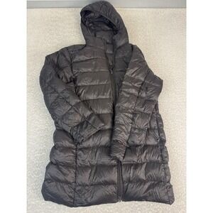 Uniqlo Jacket Womens L Black Hooded Puffer Down Packable Lightweight Coat
